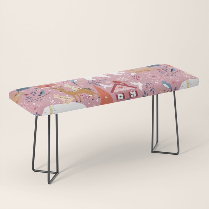 Colorful Scandinavian festive holiday animals Bench Gallery Image 1