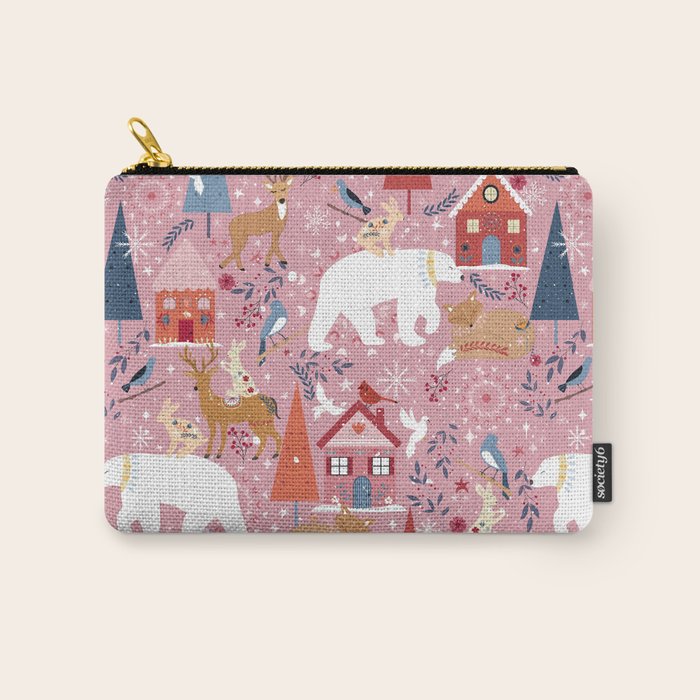 Colorful Scandinavian festive holiday animals Carry All Pouch Gallery Image 1