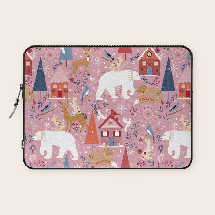 Colorful Scandinavian festive holiday animals Laptop Sleeve Gallery Image 1