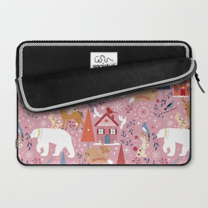 Colorful Scandinavian festive holiday animals Laptop Sleeve Gallery Image 2