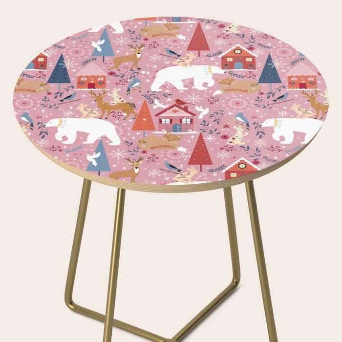 Colorful Scandinavian festive holiday animals Side Table Gallery Image 2