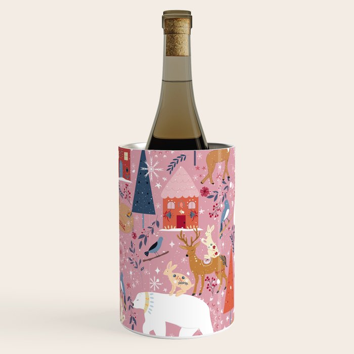 Colorful Scandinavian festive holiday animals Wine Chiller Gallery Image 2