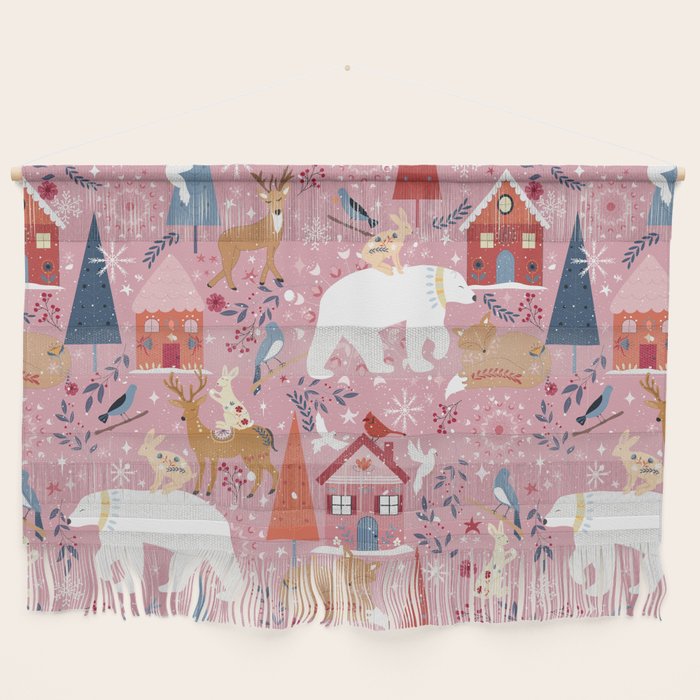 Colorful Scandinavian festive holiday animals Wall Hanging Gallery Image 1