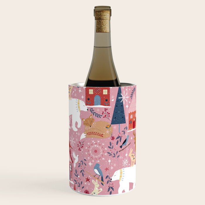 Colorful Scandinavian festive holiday animals Wine Chiller Gallery Image 3