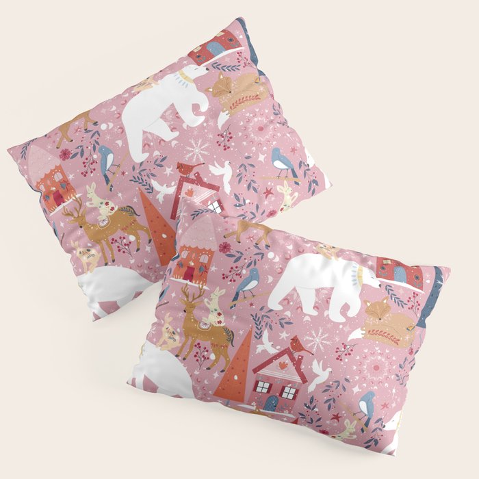 Colorful Scandinavian festive holiday animals Pillow Sham Gallery Image 3