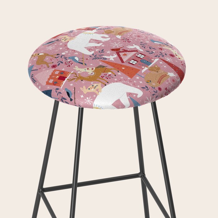 Colorful Scandinavian festive holiday animals Stool Gallery Image 2