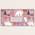 Colorful Scandinavian festive holiday animals Desk Mat Gallery Image 1