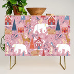 Colorful Scandinavian festive holiday animals Credenza Gallery Image 1