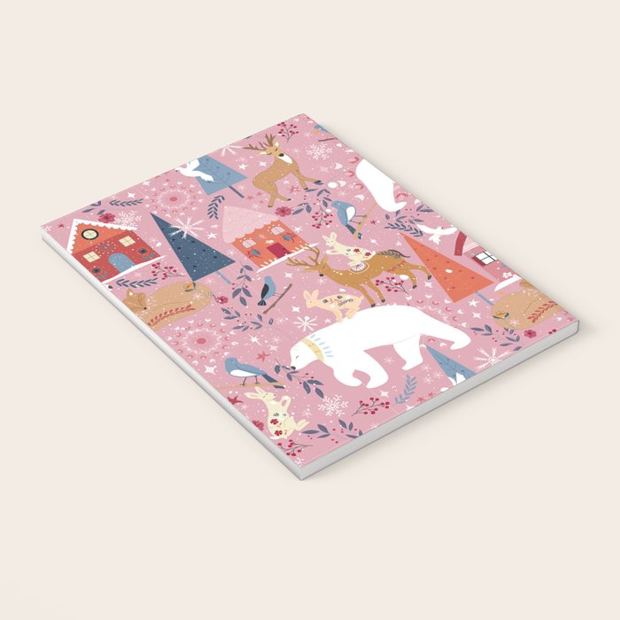 Colorful Scandinavian festive holiday animals Notebook Gallery Image 3