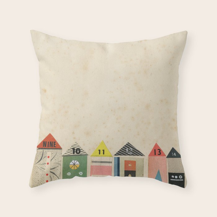 Eclectic Beach Huts Throw Pillow Gallery Image 6