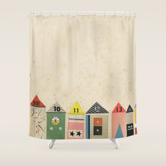 Eclectic Beach Huts Shower Curtain Gallery Image 1