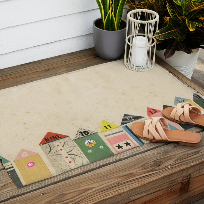 Eclectic Beach Huts Outdoor Rug Gallery Image 2
