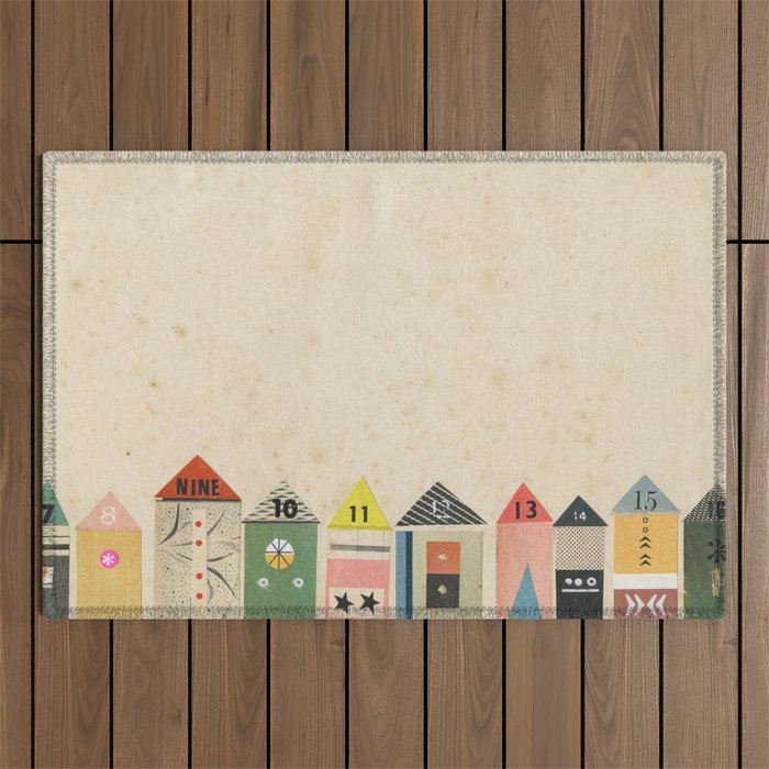 Eclectic Beach Huts Outdoor Rug Gallery Image 1