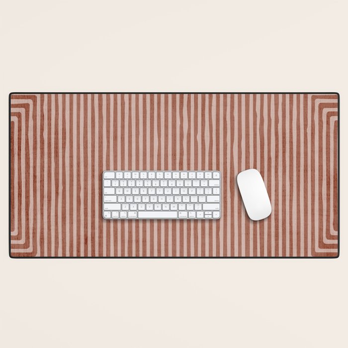 Terracotta Lines Geometric Abstract Minimalist Artwork Desk Mat Gallery Image 1