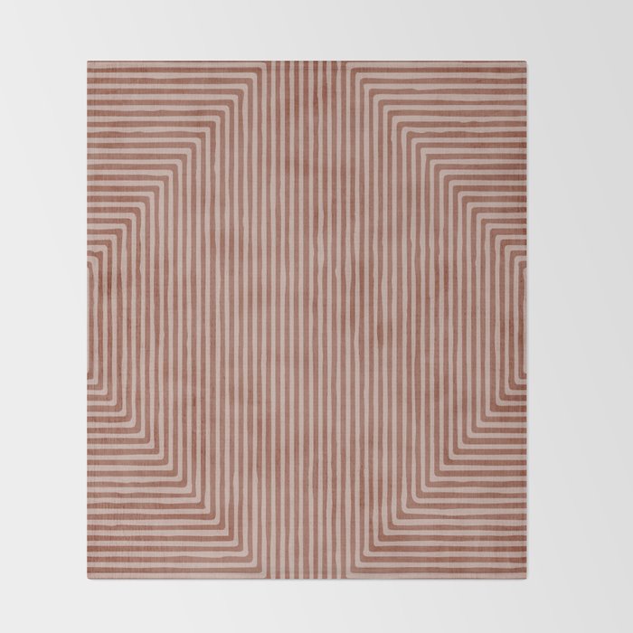 Terracotta Lines Geometric Abstract Minimalist Artwork Throw Blanket Gallery Image 2