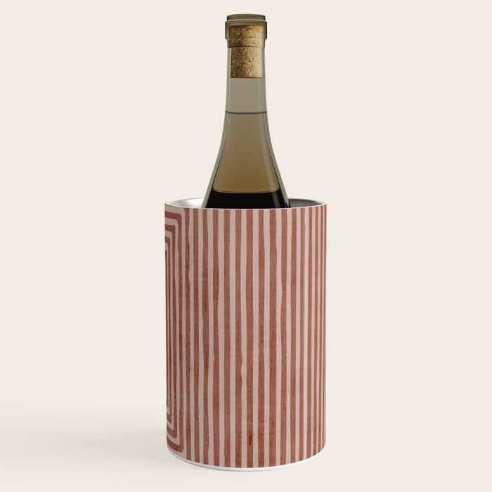 Terracotta Lines Geometric Abstract Minimalist Artwork Wine Chiller Gallery Image 2