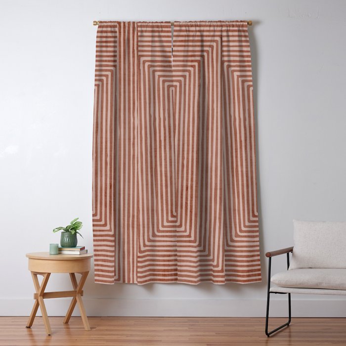 Terracotta Lines Geometric Abstract Minimalist Artwork Window Curtain Gallery Image 5