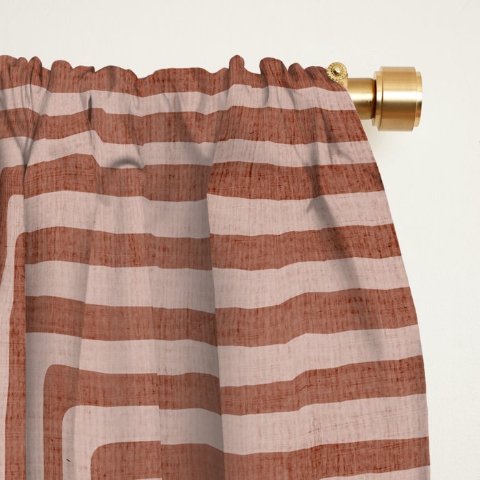 Terracotta Lines Geometric Abstract Minimalist Artwork Window Curtain Gallery Image 2
