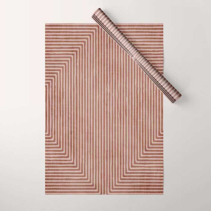 Terracotta Lines Geometric Abstract Minimalist Artwork Wrapping Paper Gallery Image 1
