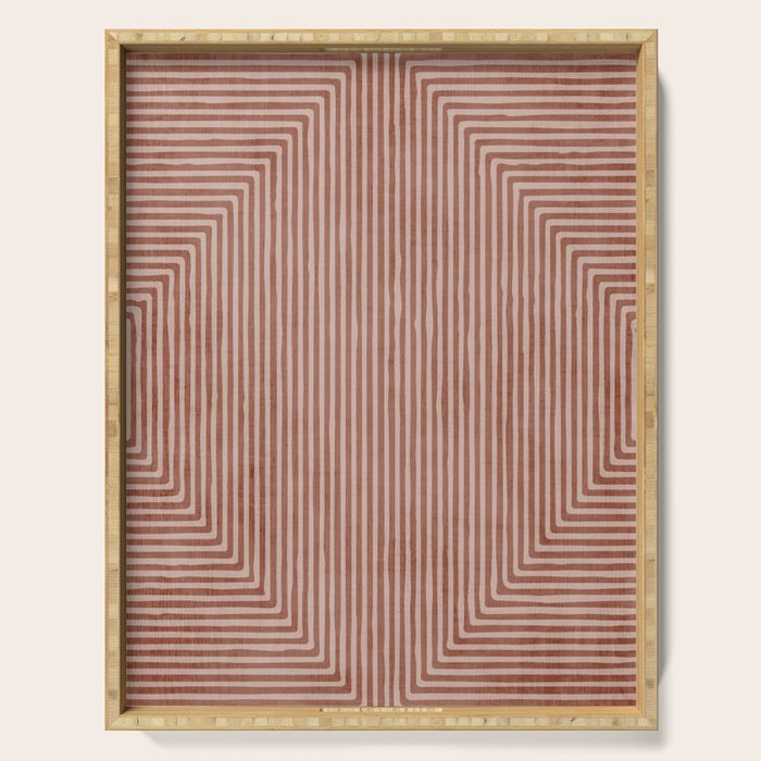 Terracotta Lines Geometric Abstract Minimalist Artwork Serving Tray Gallery Image 1