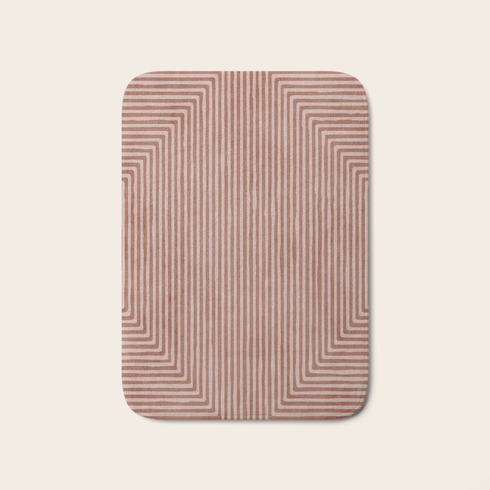 Terracotta Lines Geometric Abstract Minimalist Artwork Bath Mat Gallery Image 1