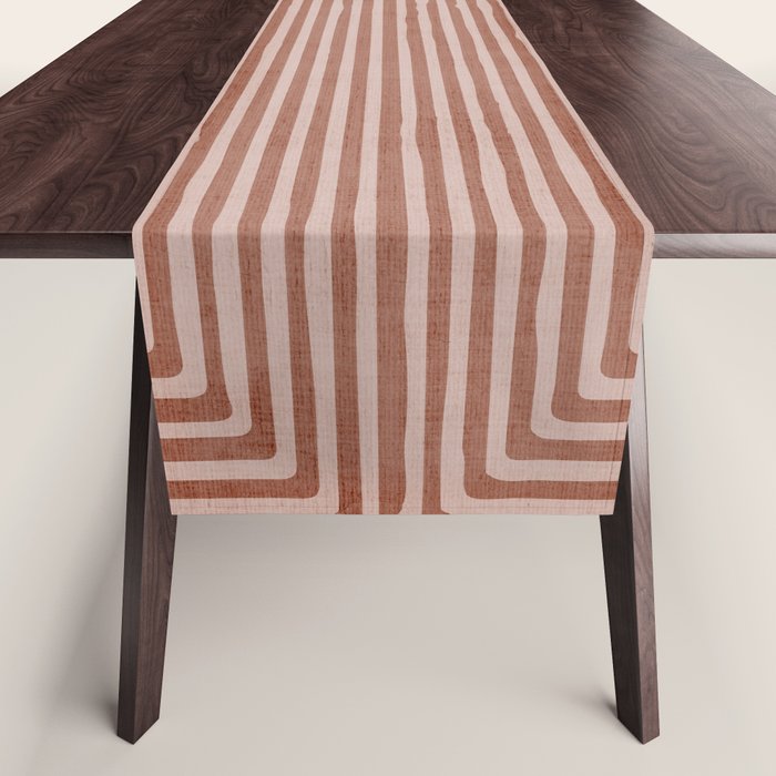 Terracotta Lines Geometric Abstract Minimalist Artwork Table Runner Gallery Image 1