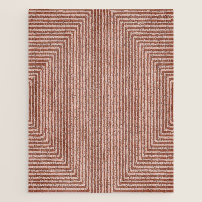 Terracotta Lines Geometric Abstract Minimalist Artwork Jigsaw Puzzle Gallery Image 1