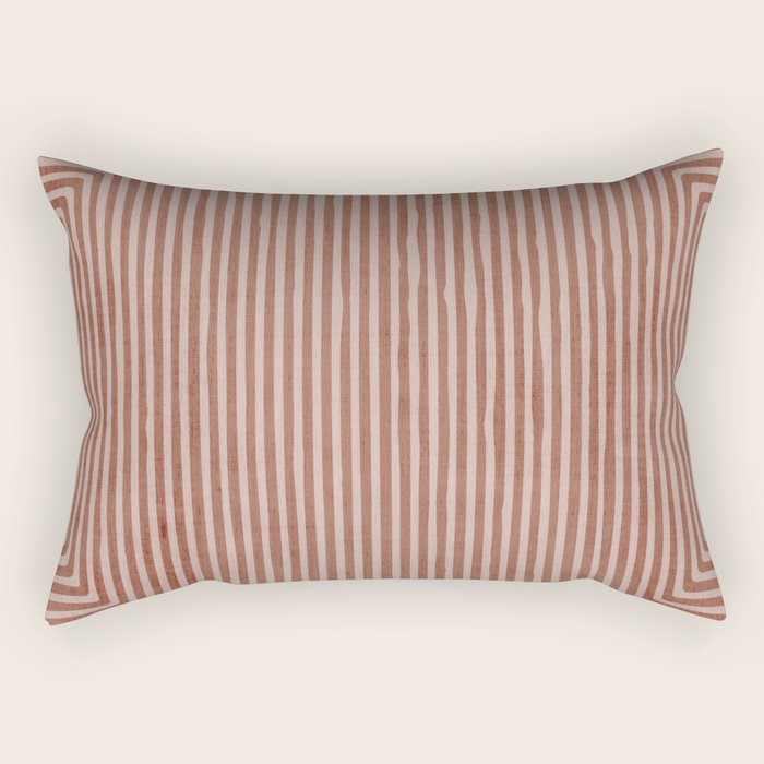 Terracotta Lines Geometric Abstract Minimalist Artwork Rectangular Pillow Gallery Image 1