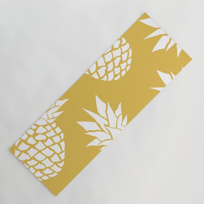 Tropical, Pineapples, Navy Blue ad White Yoga Mat Gallery Image 1