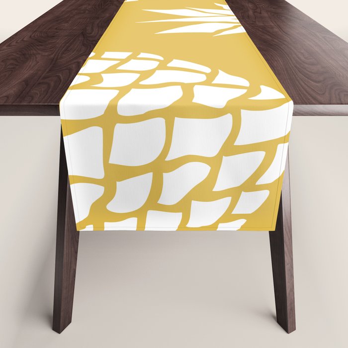 Tropical, Pineapples, Navy Blue ad White Table Runner Gallery Image 1