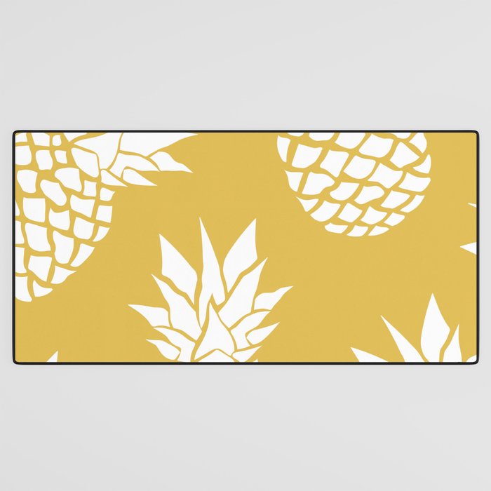 Tropical, Pineapples, Navy Blue ad White Desk Mat Gallery Image 3