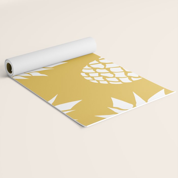 Tropical, Pineapples, Navy Blue ad White Yoga Mat Gallery Image 2