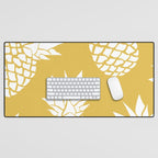 Tropical, Pineapples, Navy Blue ad White Desk Mat Gallery Image 1