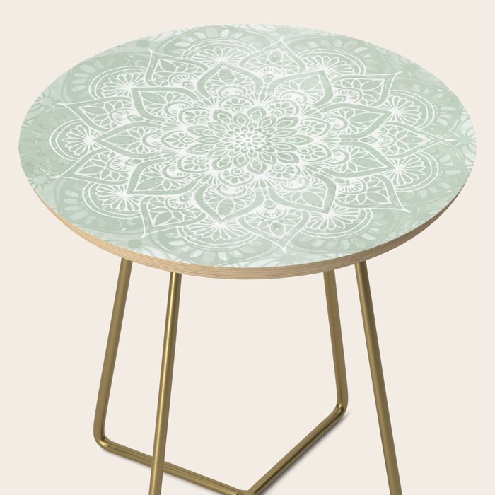 Mandala, Yoga Love, Sage Green, Boho Print Side Table Gallery Image 2