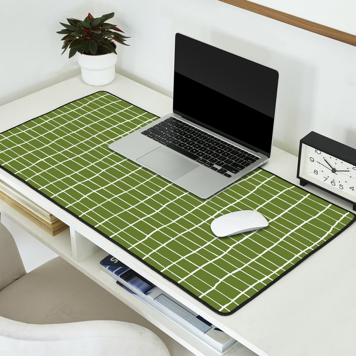 Olive Green Grid | PATTERN 05: The Retro Edition Desk Mat Gallery Image 2