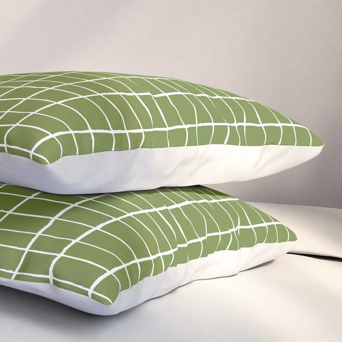 Olive Green Grid | PATTERN 05: The Retro Edition Pillow Sham Gallery Image 3