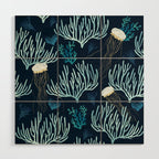 Jellyfish and Coral-Navy Wood Wall Art Gallery Image 1