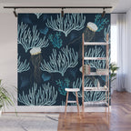 Jellyfish and Coral-Navy Wall Mural Gallery Image 1