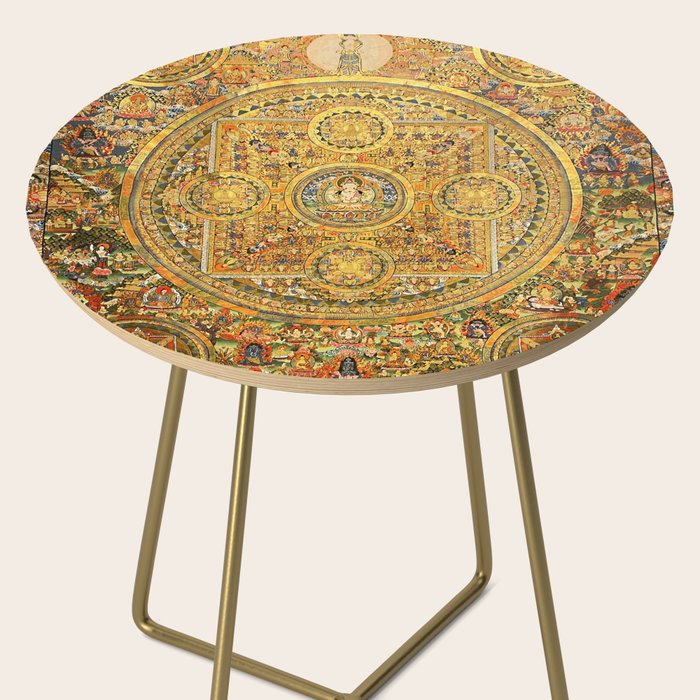 Buddhist Gold Avalokiteshvara Mandala Thangka Side Table Gallery Image 2