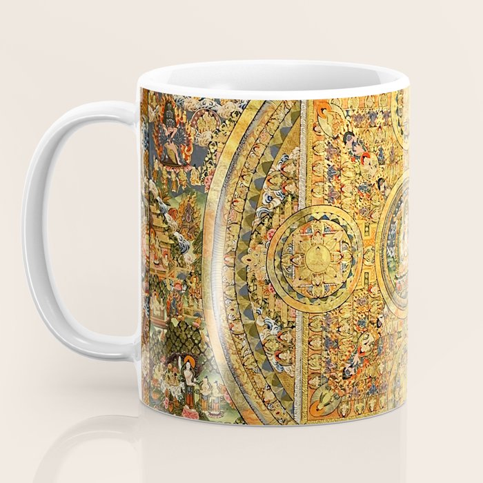 Buddhist Gold Avalokiteshvara Mandala Thangka Coffee Mug Gallery Image 3