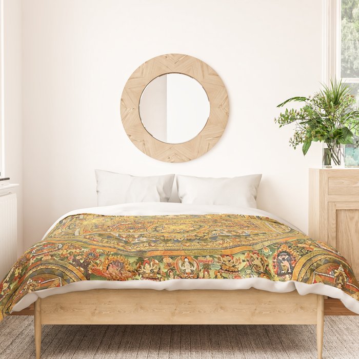 Buddhist Gold Avalokiteshvara Mandala Thangka Duvet Cover Gallery Image 3