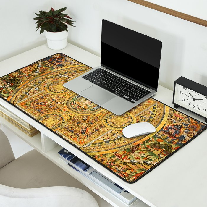 Buddhist Gold Avalokiteshvara Mandala Thangka Desk Mat Gallery Image 2