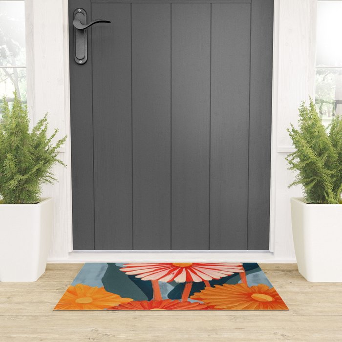Dahlia Flower Painting Welcome Mat Gallery Image 3