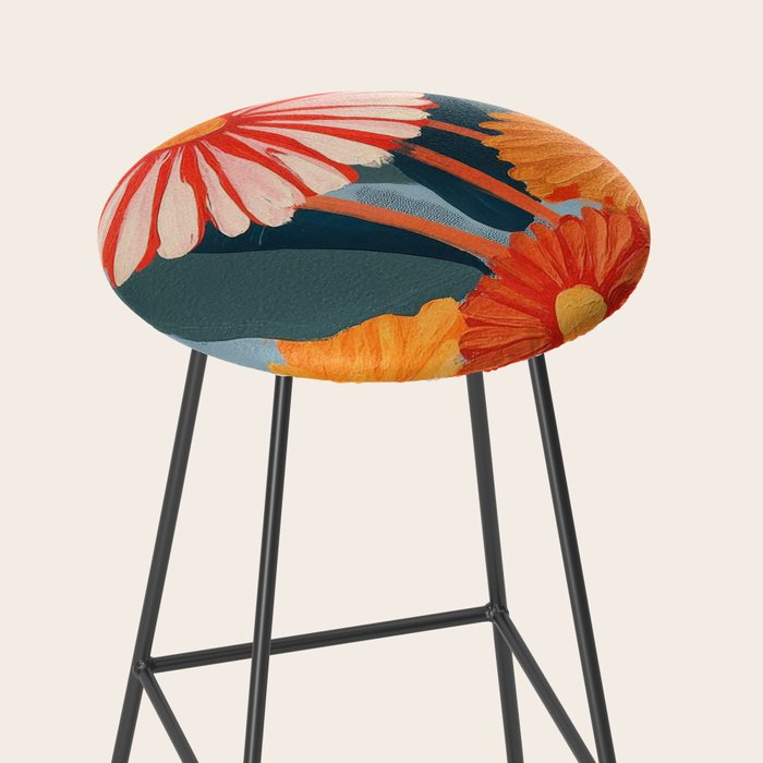 Dahlia Flower Painting Stool Gallery Image 2