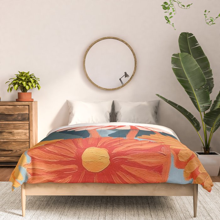 Dahlia Flower Painting Comforter Gallery Image 3