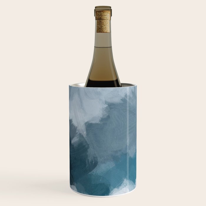 Cold Mountain - Blue Gray Navy Indigo Abstract Snow Nature Winter Rustic Painting Art Print Wine Chiller Gallery Image 2