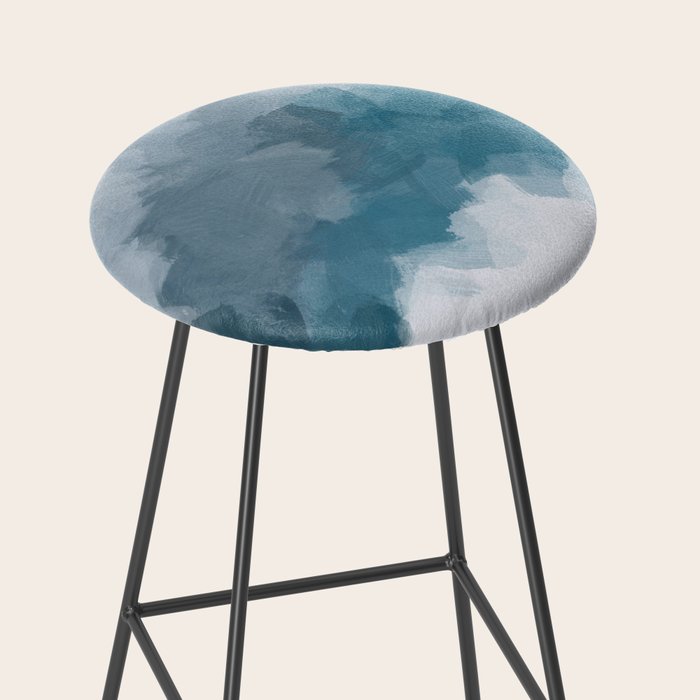 Cold Mountain - Blue Gray Navy Indigo Abstract Snow Nature Winter Rustic Painting Art Print Stool Gallery Image 2