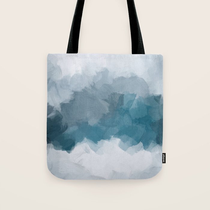 Cold Mountain - Blue Gray Navy Indigo Abstract Snow Nature Winter Rustic Painting Art Print Tote Bag Gallery Image 1