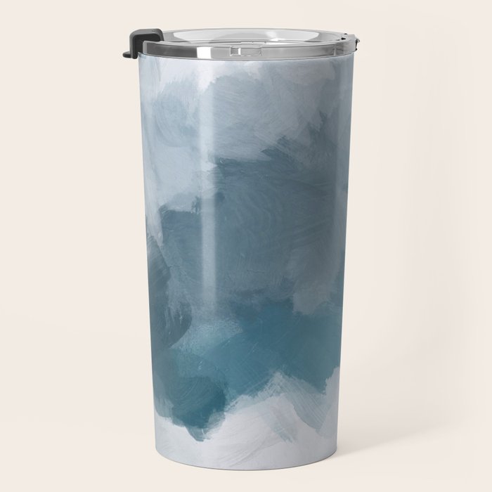 Cold Mountain - Blue Gray Navy Indigo Abstract Snow Nature Winter Rustic Painting Art Print Travel Mug Gallery Image 3