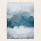 Cold Mountain - Blue Gray Navy Indigo Abstract Snow Nature Winter Rustic Painting Art Print Poster Gallery Image 4